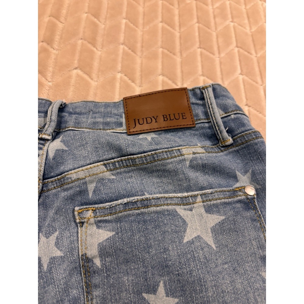 JUDY BLUE Stars & Stripes Flare Jeans 14W Americana Fourth of July Boho Retro - Picture 7 of 13